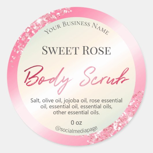 Joli Glam rose Parties scintillant Étiquettes (Devant)