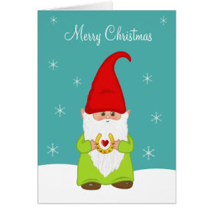 Joli gnome de Noël avec fer à cheval