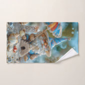 Joli gnome de plage avec parapluie (Serviette à main)