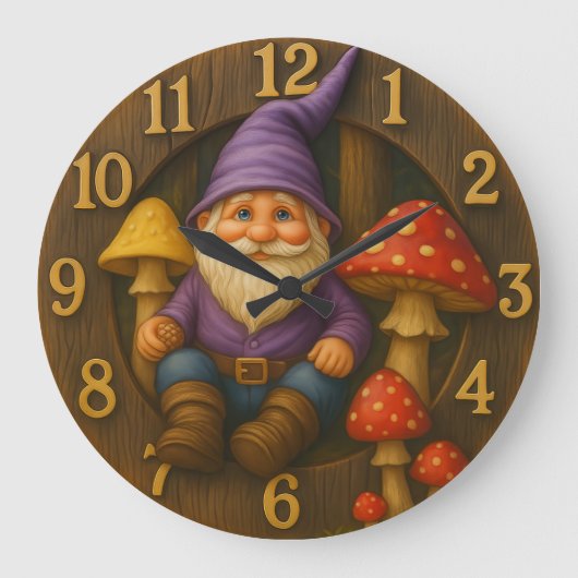 Joli gnome de style rustique horloge de forêt de c (Recto)