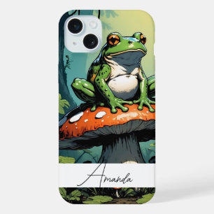 Joli Grenouille Vert Vintage et Champignon Nom Per