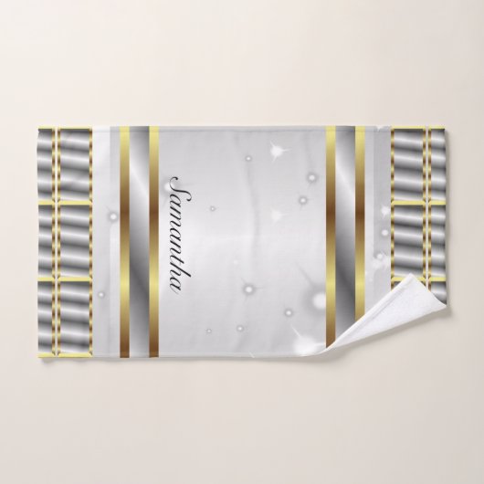 Joli Gris Argent Et Script Or (Serviette à main)