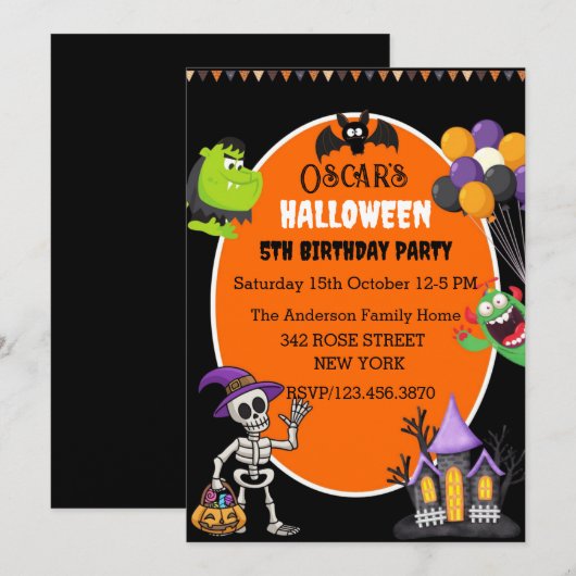 Joli Halloween Anniversaire Invitation (Devant / Derrière)