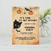 joli halloween chat noir invitation de mariage (Debout devant)