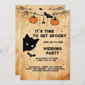 joli halloween chat noir invitation de mariage (Devant / Derrière)