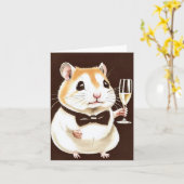 Joli hamster avec carte de champagne (Fleur jaune)