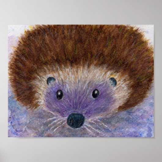 Joli Hérisson aquarelle affiche d'art anniversaire (Devant)