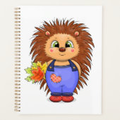 Joli hérisson de dessin animé aux feuilles d'autom (Devant)