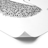 Joli Hérisson en encre de hérisson Poster en bois  (Coin)