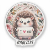 Joli Hérisson Je t'aime, Sticker rond classique (Devant)