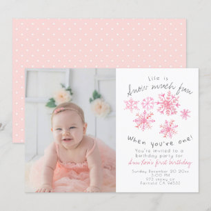 Joli hiver Flacon rose 1er anniversaire invitation