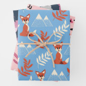 Joli hiver Orange Fox Mountains Motif feuille (En situation)