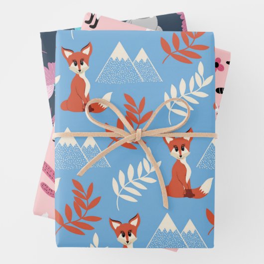 Joli hiver Orange Fox Mountains Motif feuille (En situation)