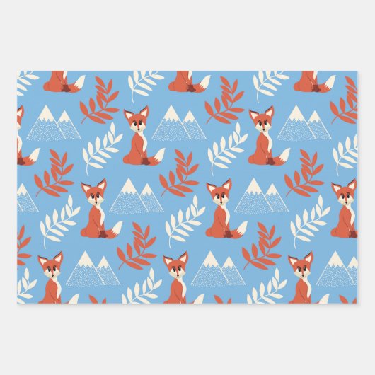 Joli hiver Orange Fox Mountains Motif feuille (Devant)