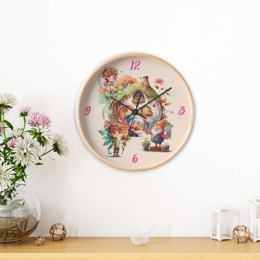 Joli Horloge Murale Fée et Gnome