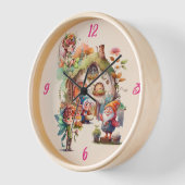Joli Horloge Murale Fée et Gnome (Angle)