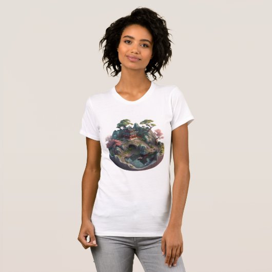 Joli Imaginaire chinois 3D Paysage mini T-shirt Sl (Devant entier)