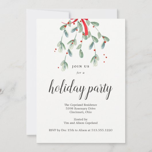 Joli Invitation de Noël à Mistletoe (Devant)