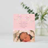 Joli Jacquard rose bébé fille Faire-part (Debout devant)