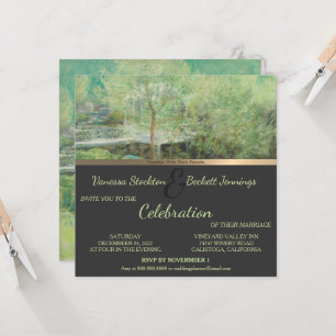 Joli Jardin Peint Vintage Invitation Mariage
