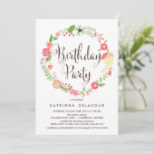 Joli jardin Wreath Anniversaire Fête Invitation (Debout devant)