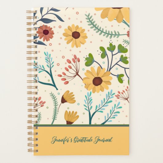 Joli Jaune Fleur Personnalisé Journal de Gratitude (Devant)