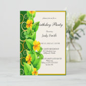 Joli Jaune Floral Invitation Anniversaire (Debout devant)