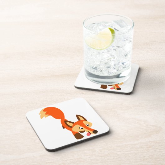 Joli jeu de Dessous de verre en Fox de dessin curi (Côté Droit)