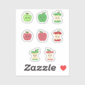 Joli jeu de stickers Apple et Apple Core (Feuille)