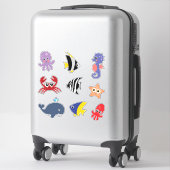 Joli jeu de stickers sous les créatures marines (Sur valise)