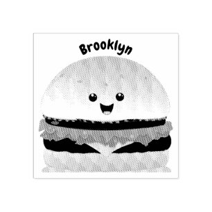 Joli joli kawaii hamburger caricature tampon caout
