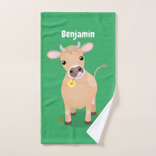Joli joli maillot de vache et dessin de fleurs (Serviette à main)