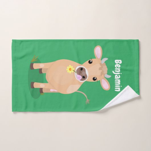 Joli joli maillot de vache et dessin de fleurs (Serviette à main)