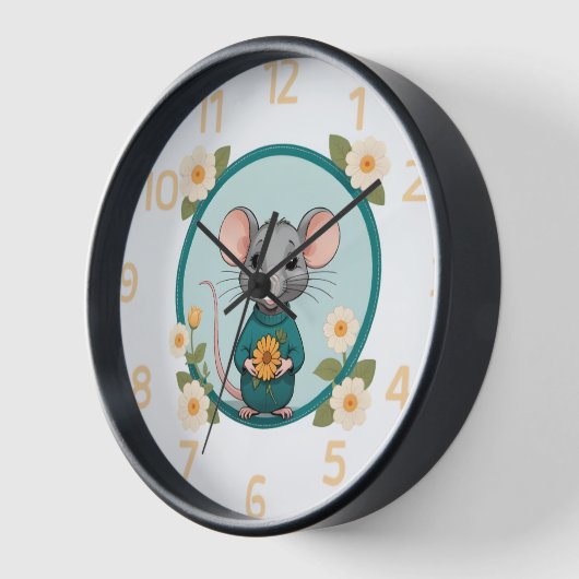 Joli joli ratty avec fleurs horloge (Angle)