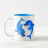 Joli Jouer Cartoon Dolphins Mug (Gauche)