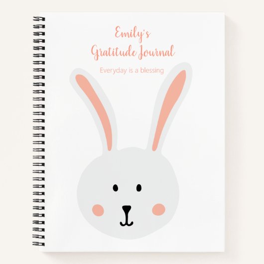 Joli Journal de Gratitude Lapin Blanc Rose (Devant)