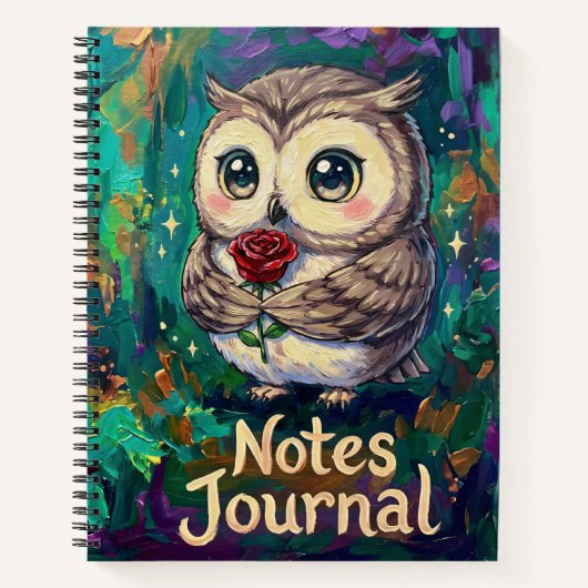 Joli Journal de Notes Chouette Rose (Devant)