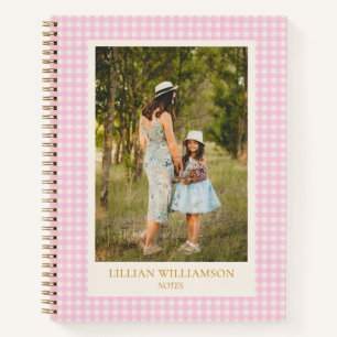 Joli journal de notes personnalisé à carreaux rose