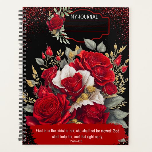 Joli Journal Rose avec Psaume 46:5 Écriture  (Devant)