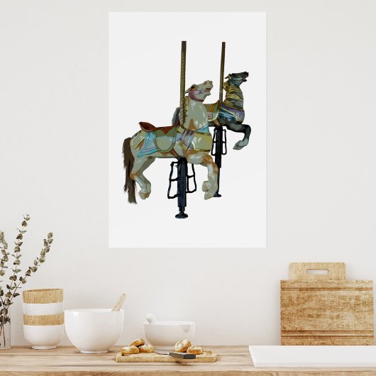 Joli Joyeux Aller Round Carousel Horse Poster (Cuisine)