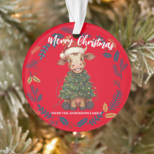 Joli joyeux Noël vache arbre de Noël veau bœuf mot