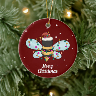 Joli joyeux ornement en céramique d'abeille de Noë