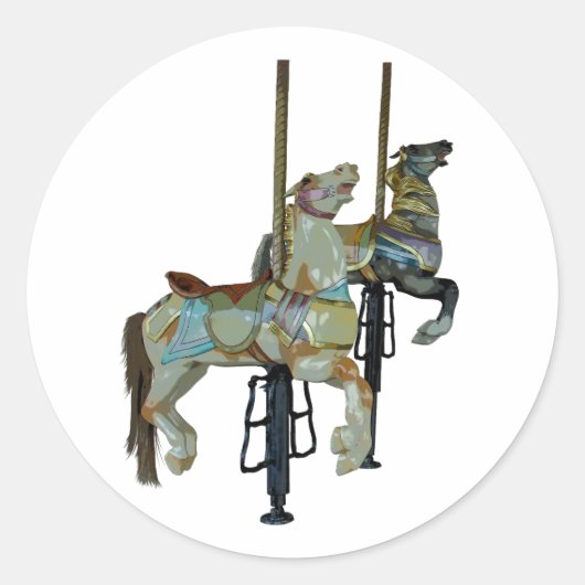 Joli Joyeux Parcours Carrousel Chevaux Stickers (Devant)
