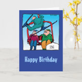 Joli Jump ! Carte d'anniversaire des skieurs (Fleur jaune)