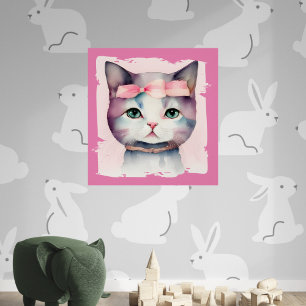 Joli Kitty Avec Bow Rose Poster Glossy