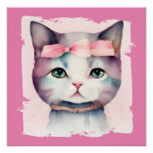 Joli Kitty Avec Bow Rose Poster Glossy (Devant)