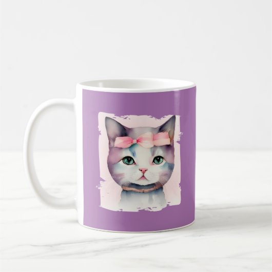 Joli Kitty Avec Mug De Bow Rose (Gauche)