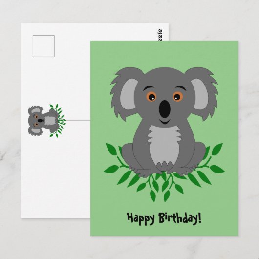 Joli koala avec carte d'anniversaire pour enfants (Devant / Derrière)