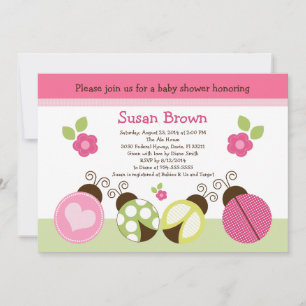 Joli Ladybugs & Fleurs Baby shower Invitation