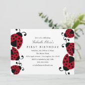 Joli Ladybugs | Invitation de fête d'anniversaire (Debout devant)